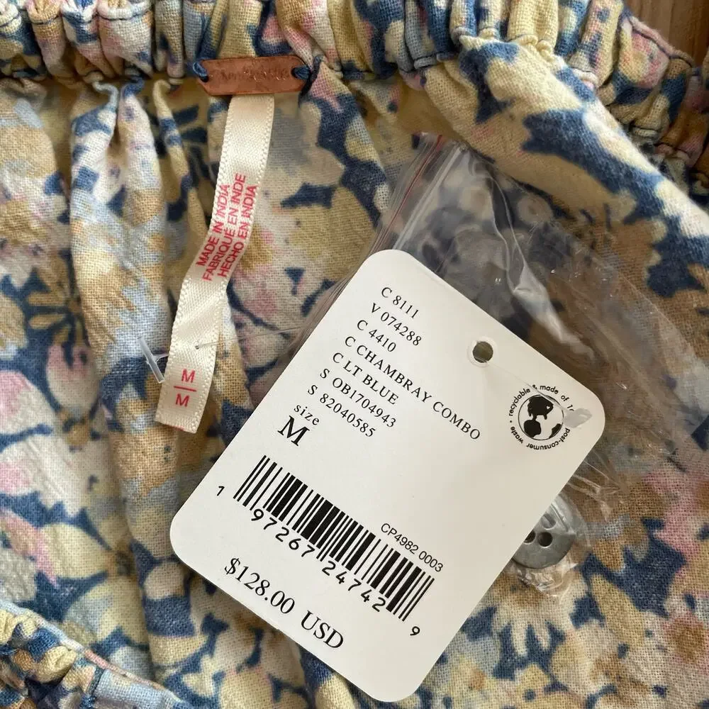 Free people James Smocked Off the Shoulder Crop Blouse